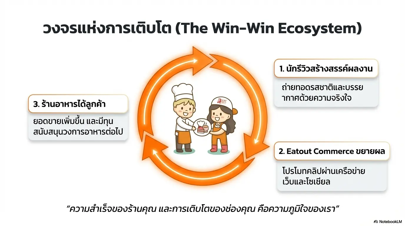 eatout commerce เครือข่ายเว็บไซต์ ช่วยโปรโมทร้านอาหารเปิดใหม่ และโปรโมทนักรีวิวหน้าใหม่