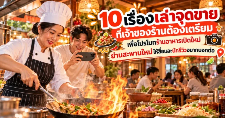 10 เรื่องเล่าจุดขายเพื่อโปรโมทร้านอาหารเปิดใหม่ ใกล้สะพานใหม่ ให้สื่อและนักรีวิวเข้าใจเอกลักษณ์ร้านและเมนูเด่น สะพานใหม่.com